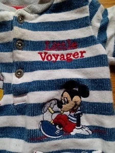 Baby Organic Cotton Mickey Donald Striped One Piece Little Voyager 9-12 Months - Picture 1 of 8