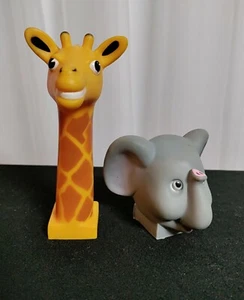LEGO Duplo Rubber Animal Head 2x2 Giraffe Elephant Vintage Toy Part - Picture 1 of 8
