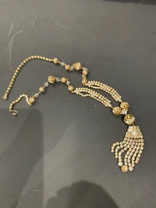 Vintage Statement lange Strass Quaste filigran Halskette wunderschön!! - Bild 1 von 11