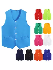 Mens Womens Vest Quick Dry Top Solid Color Waistcoat Bartender Uniform Photo - Picture 1 of 70