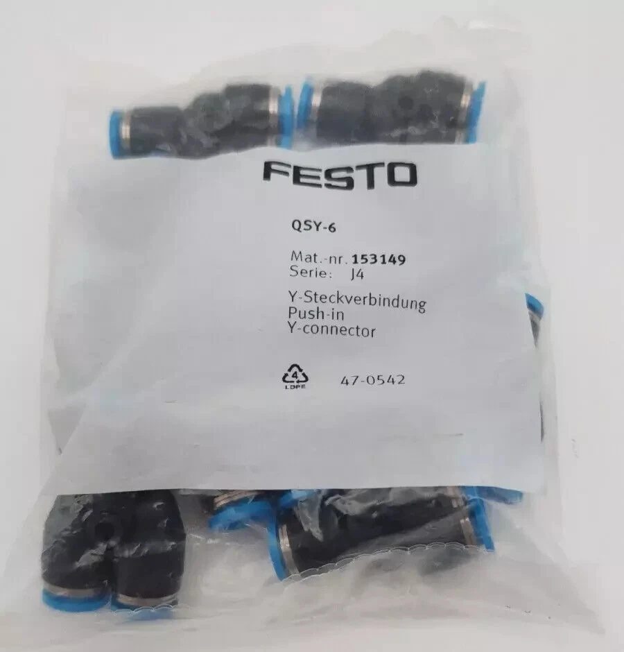 FESTO 153149 QSY-6 Push-in Y-connector 153149 (PACKAGE OF 10) - Image 1 of 1