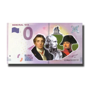 0 Euro Souvenir Banknote Memorial 1815 Colour Belgium ZEMQ 2019-1 Scheine Billet - Picture 1 of 3