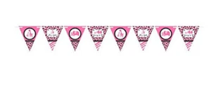 SWEET SAFARI Girl Baby Shower PENNANT BANNER jungle animals 24 flags wall decor - Picture 1 of 2