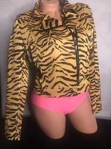 Chaqueta con cremallera recortada para moto Carmin amarillo tigre Jr. Talla Grande NUEVO SIN ETIQUETAS GRrrrr! - Imagen 1 de 11