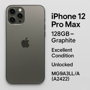iPhone 12 Pro Max 128 Go Graphite – Débloqué – Parfait État – A2342 MG9A3LL/A - Photo 1 sur 11