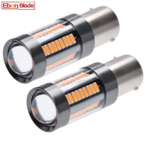 2 X BA15S 1156 LED AMBER 66SMD CAR INDICATOR TURN SIGNAL BULB 12V-28V DC GLOBE - Picture 1 of 9