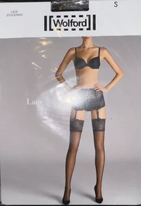 Wolford Lace Stockings Color: Black / Black Size: Small 28099 - Picture 1 of 6