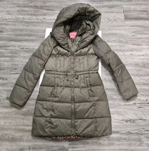 Betsey Johnson Puffer Coat SZ Medium Hood Quilted Insulated Leopard Lined - Picture 1 of 5