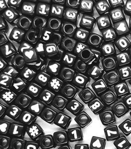 7mm cube black mixed numbers acrylic beads for DIY Beading Craft - Picture 1 of 4