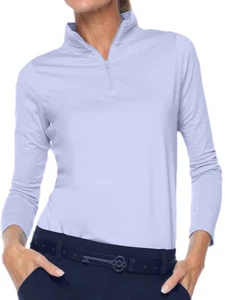 NWT Ladies BELYN KEY Ice Blue BK Mock Long Sleeve Golf Shirt XS S M & L - Picture 1 of 1
