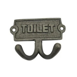Wall / Door Plaque with TOILET text and Robe Hooks - Picture 1 of 4