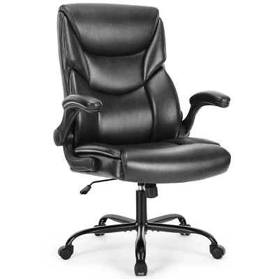 Ergonomic Executive Comfortable Stylish Office Chair, Flip-Up Arm, PU Leather - Image 1 of 4