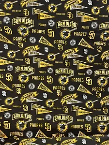 MLB SAN DIEGO PADRES Baseball, Retro, 1/2 Yard (18”x44”) 100% Cotton Fabric HTF - Picture 1 of 1