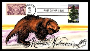 2246 22c Stamp (1987) + 775 3c Stamp (1935) MICHIGAN 150 FDC BY BERNARD GOLDBERG - Picture 1 of 1