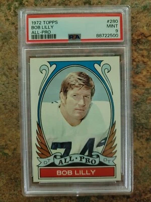 1972 Topps Football Card Bob Lilly All-Pro, High Number, #280, PSA 9, MINT - Image 1 of 2