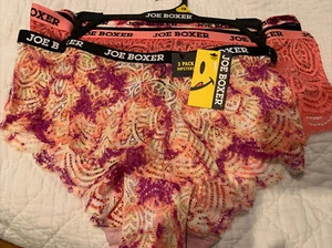 Joe Boxer Women's Hipster Underwear Panties Logo 3-Pair 1x Pink Black Lace - Picture 1 of 8
