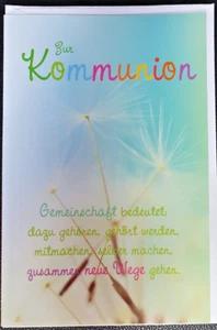 Karte ZUR KOMMUNION Firmung Kommunionskarte Glückwunschkarte Pusteblumen bunt - Bild 1 von 1