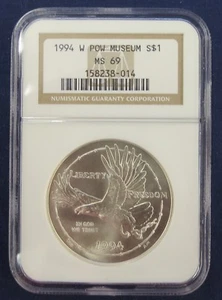 1994 W POW Museum Commemorative Silver Dollar - NGC MS 69 - Picture 1 of 2