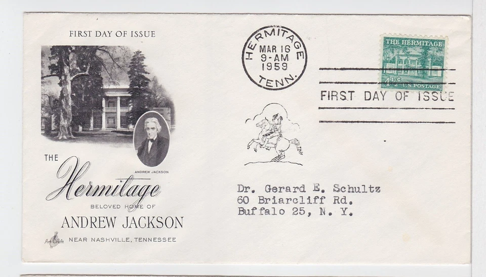 TurtlesTradingPost - The Hermitage 4 1/2 Cent  #1037- 1959 FDC Artcraft - Image 1 of 1