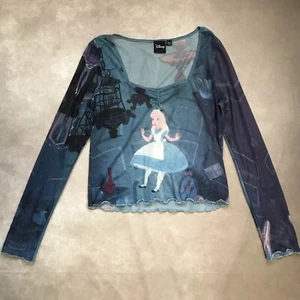 Disney Alicia en el País de las Maravillas Gráfico Estampado Malla Top Volantes Dobladillo Niña’s XL Mujer’s S - Imagen 1 de 5