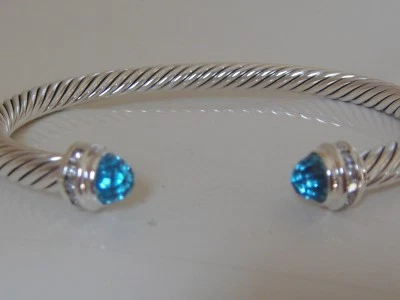 $975 PULSERA CABLE TOPACIO AZUL DIAMANTE PLATA DAVID YURMAN tamaño - GRANDE Foto 1 de 4