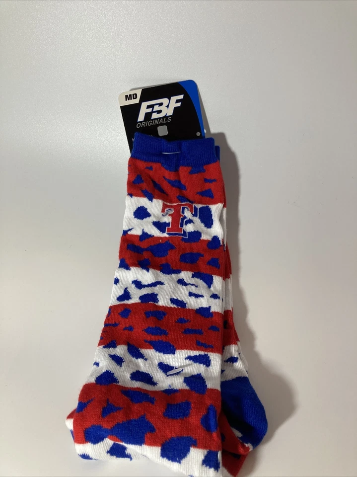 FBF Sportswear Texas Rangers MLB Crew Socks Blue/white/red Size M 5-10 - Image 1 of 3