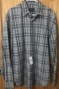 New Barneys New York Button Up Shirt Mens Size Large Gray White NWT - Picture 1 of 5
