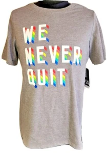 lgbtq pride t shirt youth medium We Never Quit rainbow graphic print - Picture 1 of 8
