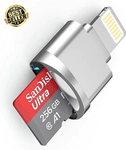 MFi Certified Lightning to Micro SD/TF Card Reader for iPhone iPad iOS 13+ ExFAT - Picture 1 of 7