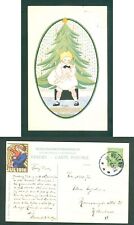 Denmark. 1916 Christmas Card. Seal + 5 Ore. Holeby. Girl With Doll, Tree. Copenh