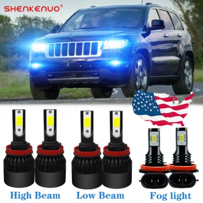 For Jeep Grand Cherokee 2019 2020 2021 8000K LED Headlight Fog Light Bulbs Combo - Image 1 of 4