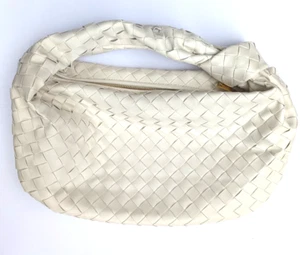 Weiße geflochtene Schulter/Handtasche - Bottega Style, Spaltleder schicker Knotengriff NW - Bild 1 von 11
