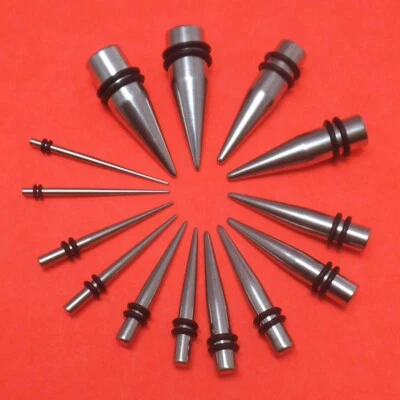 Pair of Surgical Steel Ear Tapers Expander Plugs Wi "O" Rings: 2mm - 10mm: UK - Image 1 of 4