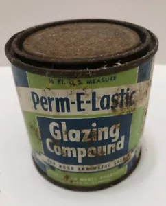 Vetriera vintage Perm-E-Lastic composta 1/2 pinta decorazione garage uomo grotta legno metallo - Foto 1 di 7