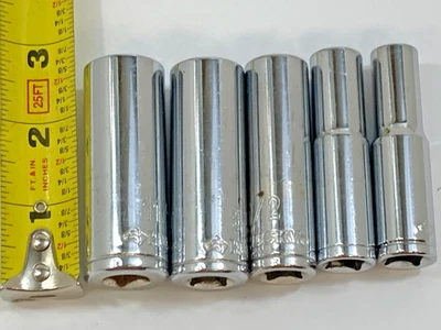 (5) Husky 3/8" DR 6 Point Deep Socket ~ 11/16" 5/8" 1/2" 7/16" 3/8" - Image 1 of 3