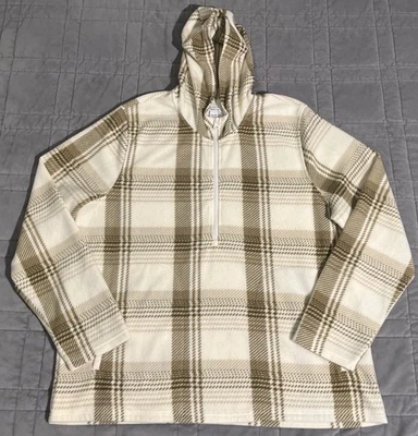 O’Neil Women’s Plaid Flannel Fleece Sweatshirt Sz XXL Pullover Green/ Cream - Image 1 of 4