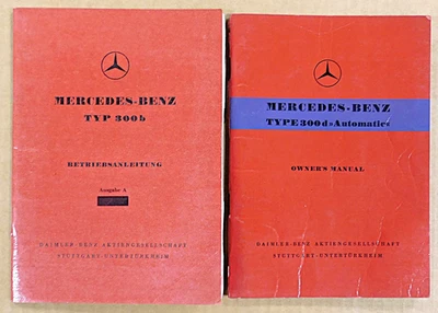 Mercedes Benz 300b 1954 manual de operación "A" + 1958 300d manual del propietario "A" Foto 1 de 4
