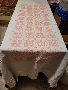 Baumwolle- Leinen Tischdecke Kreuzstich Stickerei - Handarbeit -110 x 160 cm - Bild 1 von 5