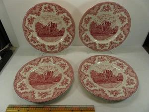 4 Johnson Bros Old Britain Castles Dinner Plates 10 in Ribbed Pink Barney Castle - Picture 1 of 6