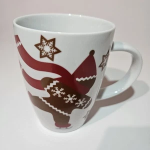 New Crate & Barrel GINGERBREAD MAN Skating Snowflakes Coffee Tea Cup Mug 4 1/2" - Picture 1 of 9