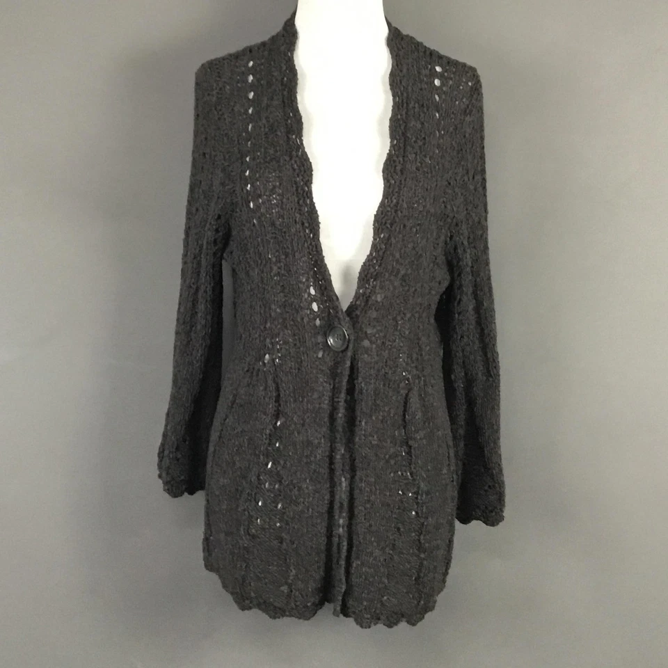Tweeds Sweater Womens Medium Gray Cardigan Wool Blend One Button Pockets Knit - Image 1 of 4