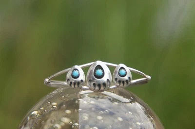 Navajo Armspange 3 Bärentatzen 925 Silber mit Türkis - Bild 1 von 4