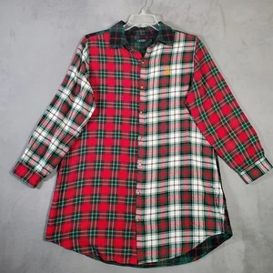 Camicia da notte Lauren Ralph Lauren donna L rossa verde patchwork quadri flanella preppy - Foto 1 di 8