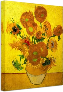 Abstract Flowers Giclee Canvas Prints Wall Art Vase with Fifteen Sunflowers by V - Picture 1 of 8