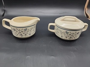 Vintage Lenox Temper-Ware Blue Breeze Creamer & Sugar Bowl With Lid - USA - Picture 1 of 8