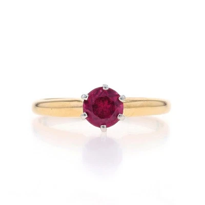 Yellow Gold Purple Tourmaline Solitaire Ring - 14k Round .45ct Engagement - Image 1 of 4