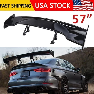 Glossy Black 57"Rear Spoiler Wing Truck GT-Style For Audi A3 A4 S3 S4 RS3 Sedan Foto 1 de 4
