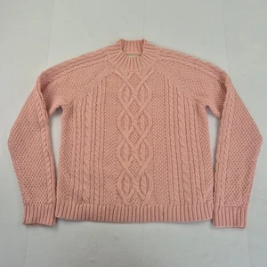 ABERCROMBIE & FITCH Pullover Small 8 10 rosa Damen Baumwollmischung Zopfmuster - Bild 1 von 8