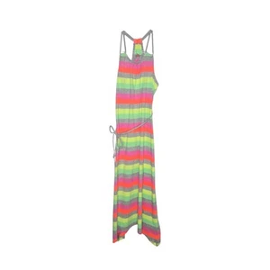 Circo Neon Striped Maxi Dress Girls SZ L(10/12) Summer Beach Swim Cover Casual - Picture 1 of 6