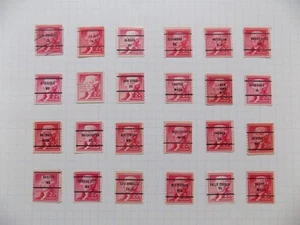 U S (24) used PRECANCELLED STAMPS with different cities-7-5-B-2 C JEFFERSON-COIL - Picture 1 of 2